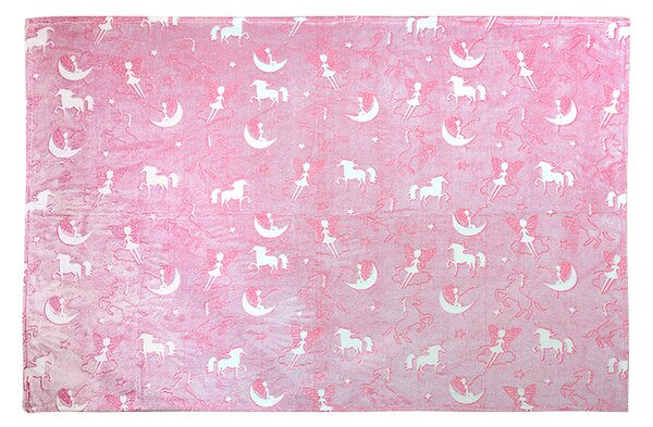 Svítící deka VÍLA ružová 150x200 cm detský motiv;svítící
