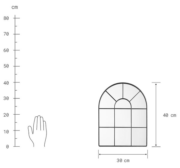 FINESTRA Zrcadlové okno 30 cm - černá