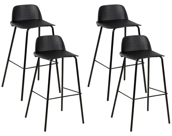 Sada 4 barových židlí MORA Černá