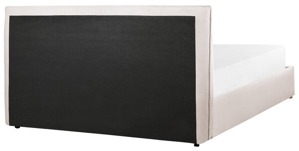 Postel s úložným prostorem Umělý samet LAVAUR 160 x 200 cm Krémově bílá