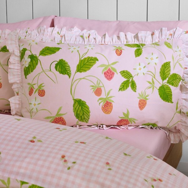 Růžové povlečení na jednolůžko 135x200 cm Strawberry Frills – Catherine Lansfield
