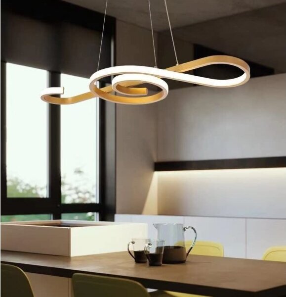 LED Lustr na lanku LED/18W/230V 3000K zlatá