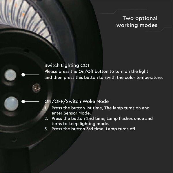 LED Solární lampa se senzorem LED/15W/3,2V 4000K/6000K IP65 6000 mAh