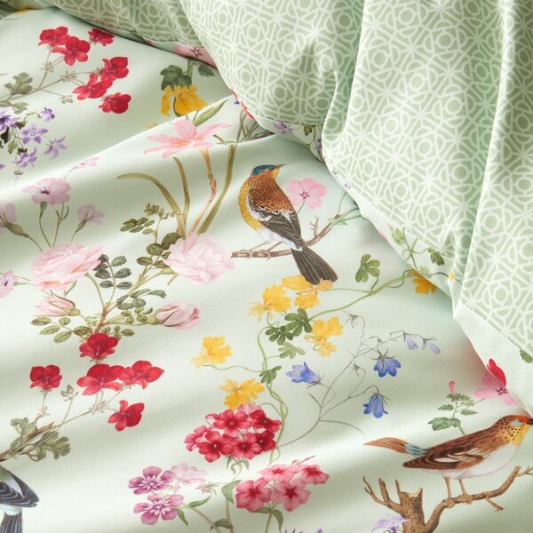 Zelené povlečení na jednolůžko 135x200 cm Birds In Bloom – RHS