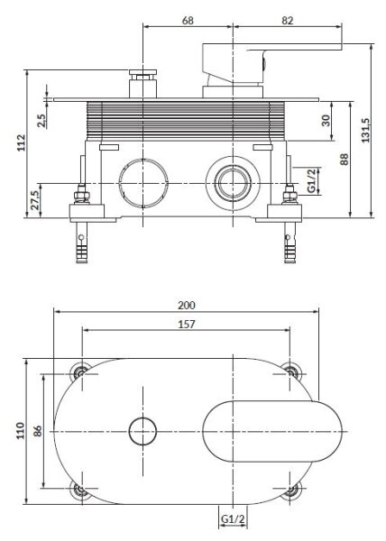 Cersanit S951-322 - Sprchová baterie pro podomítkovou instalaci CREA černá