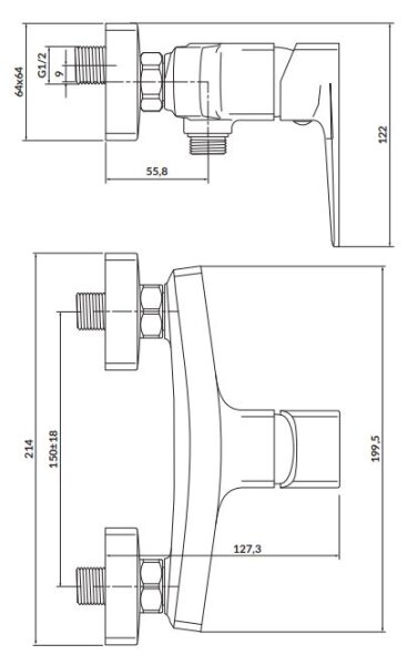 Cersanit S951-383 - Sprchová baterie LARGA lesklý chrom