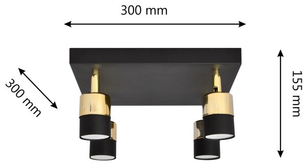 LED Bodové svítidlo TUBSSON 4xGU10/4,8W/230V černá/zlatá