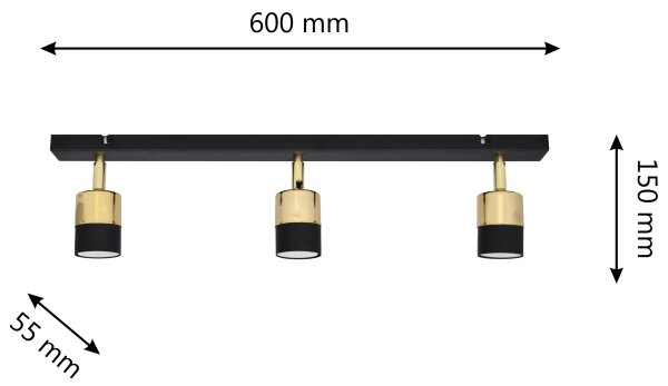 LED Bodové svítidlo TUBSSON 3xGU10/4,8W/230V černá/zlatá