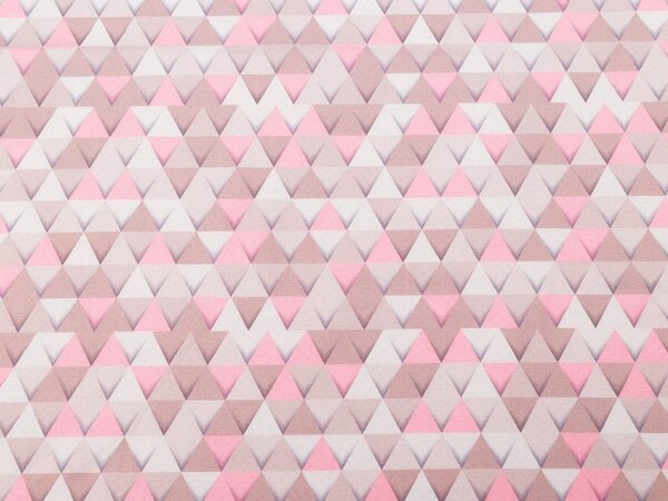Softshell s beránkem a potiskem, trojúhelníky METRÁŽ - šedobéžová růžová