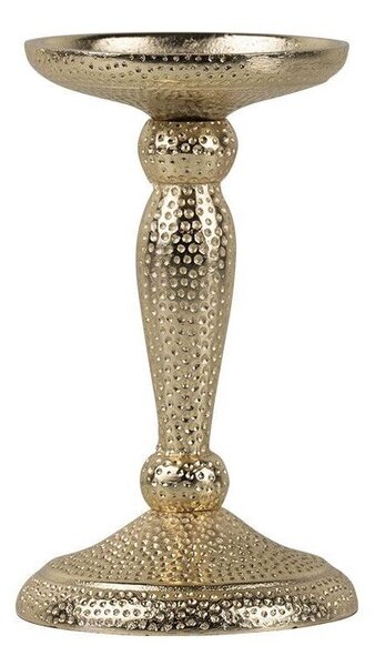 Champagne lesklý široký kovový svícen s vyrytými tečkami Hamme - Ø 10*17cm - Mars & More