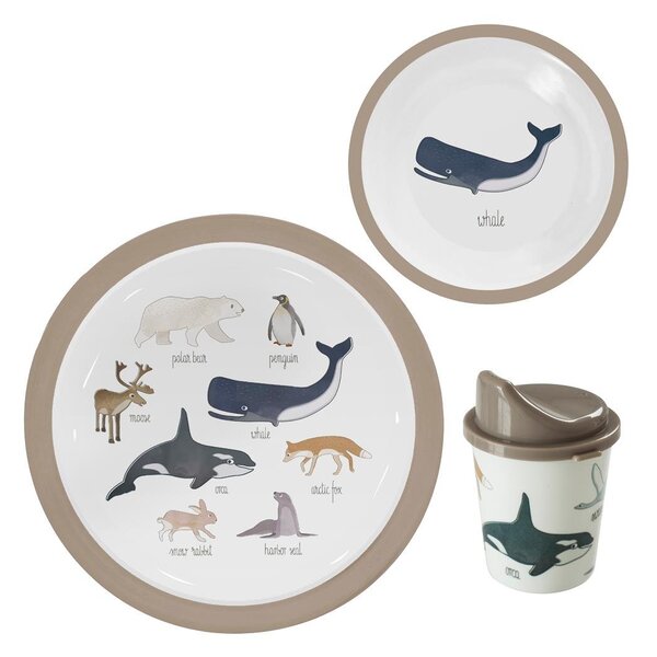 Dětský jídelní set Arctic hnědý Sebra