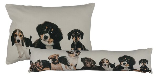 Bílý bavlněný dlouhý polštář se štěnátky Puppies - 90*20*10cm - Mars & More