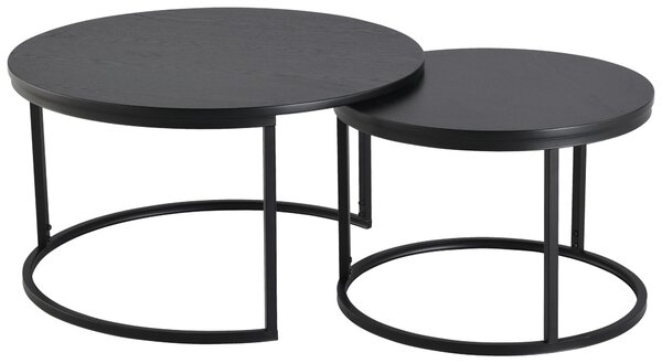 SADA KONFERENČNÍCH STOLKŮ, černá, kov, kompozitní dřevo, 80/60/45/42/80/60 cm MID.YOU - Konferenční stolky, Online Only