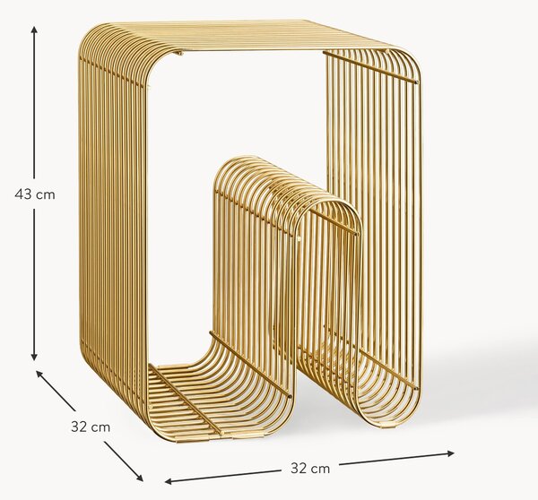 Odkládací kovový stolek s přihrádkou na noviny Curve