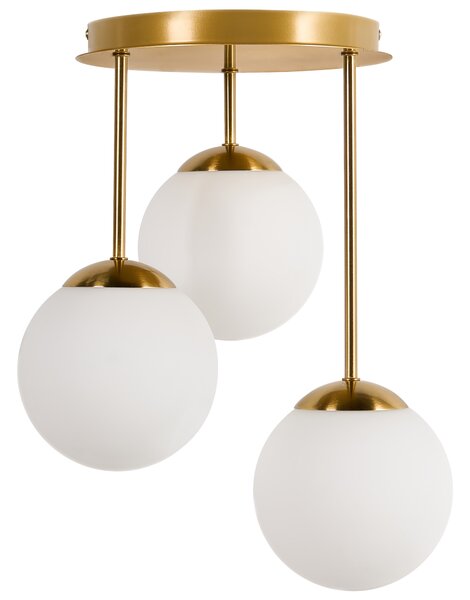 Závěsná lampa se 3 světly RIANA Sklo Kov Mosazná