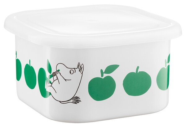 Dóza s víkem Moomin Joyful Apples 1,5l, smalt / bílo-zelená
