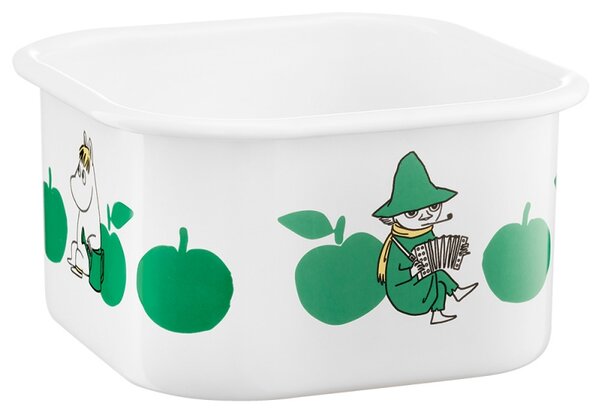Dóza s víkem Moomin Joyful Apples 1,5l, smalt / bílo-zelená