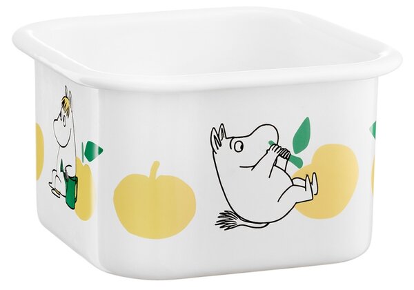 Dóza s víkem Moomin Joyful Apples 1l, smalt / bílo-žlutá