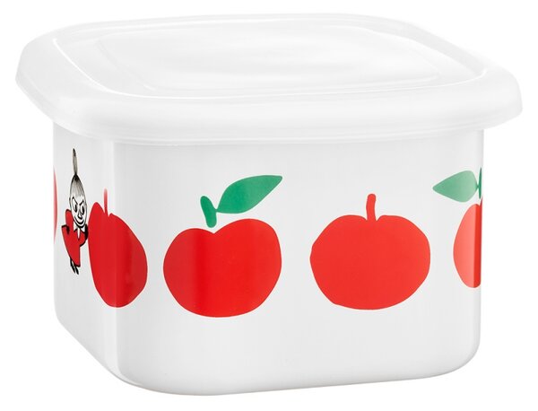 Dóza s víkem Moomin Joyful Apples 0,67l, smalt / bílo-červená