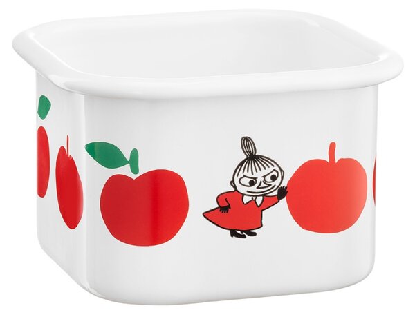 Dóza s víkem Moomin Joyful Apples 0,67l, smalt / bílo-červená