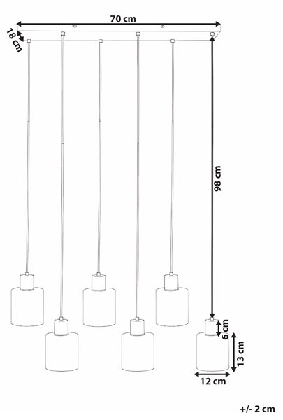 Závěsná lampa s 6 světly KITARE Sklo Béžová