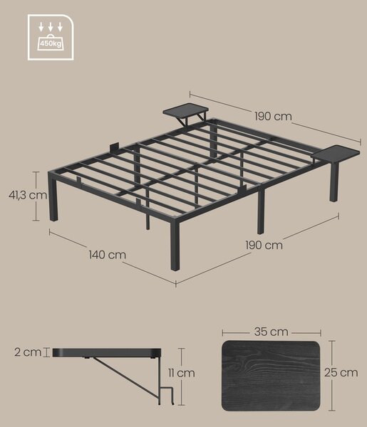 KOVOVÁ POSTEL, 140/190 cm černá Boxxx - Jednolůžkové postele, Online Only