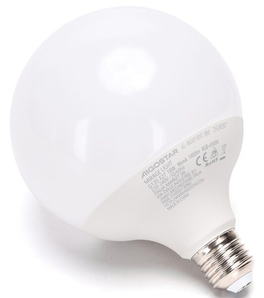 LED RGBW Stmívatelná žárovka MESH G120 E27/18W/230V 6500K + DO - Aigostar