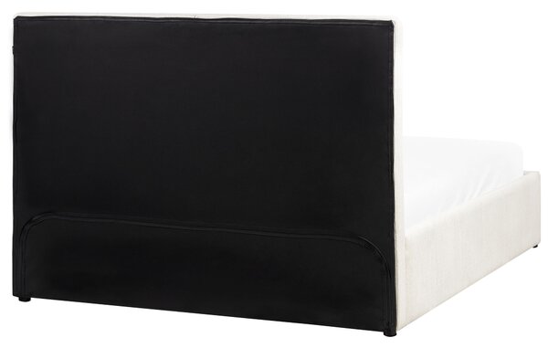Postel s úložným prostorem Tkanina CASTELNAVET 160 x 200 cm Krémově bílá