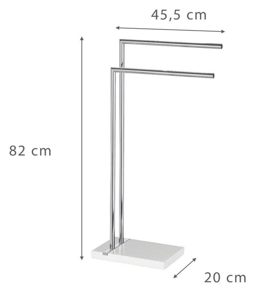 Koupelnový stojanový věšák na ručníky NOBLE WHITE - 2-ramenný, chromovaná ocel,WENKO