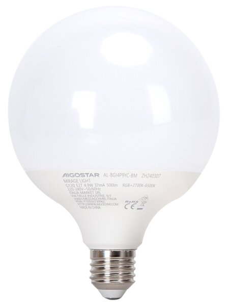 LED RGBW Stmívatelná žárovka MESH G120 E27/4,9W/230V 2700-6500K + DO - Aigostar