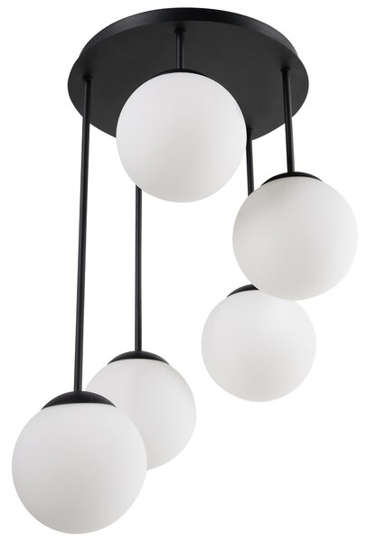 Závěsná lampa s 5 světly RIANA Sklo Černá