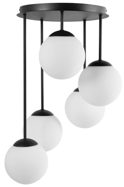 Závěsná lampa s 5 světly RIANA Sklo Černá