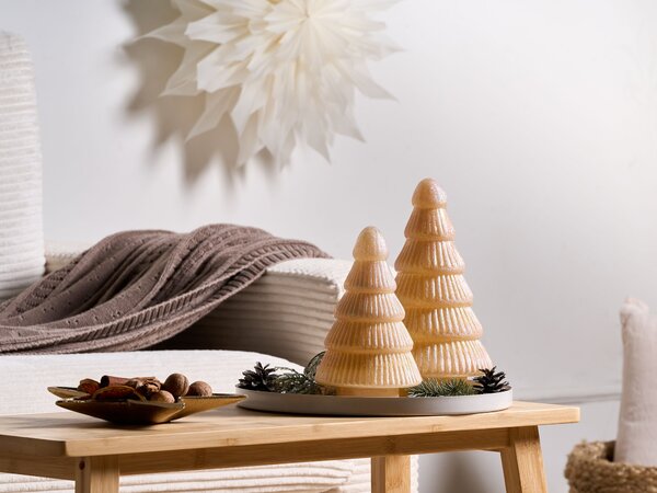 Sada 2 sošek FLAREN 20/25 cm Vánoční stromek Béžová
