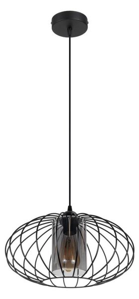 Lustr na lanku CORRINI 1xE27/60W/230V pr. 34 cm černá/šedá