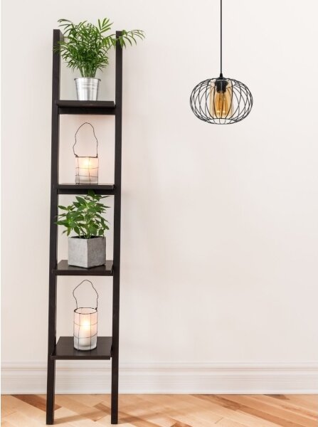 Lustr na lanku CORRINI 1xE27/60W/230V pr. 25 cm černá/béžová