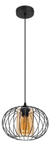 Lustr na lanku CORRINI 1xE27/60W/230V pr. 25 cm černá/béžová