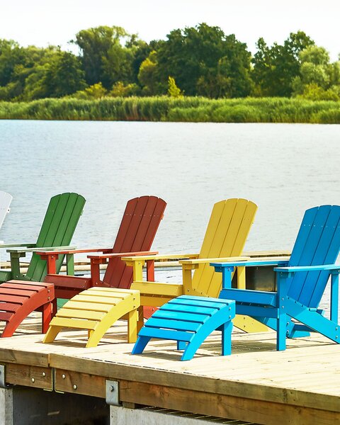 Zahradní židle ADIRONDACK s podnožkou Žlutá