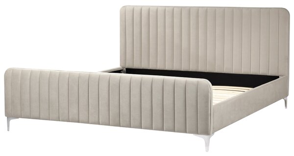 Postel Umělý samet LUNAN 180 x 200 cm Taupe