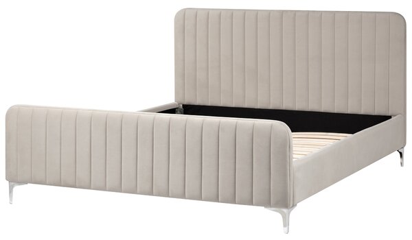 Postel Umělý samet LUNAN 160 x 200 cm Taupe