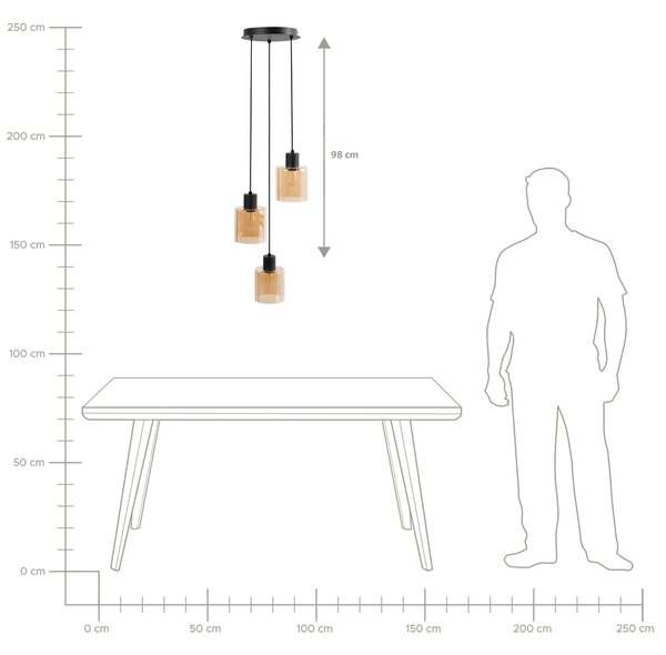Závěsná lampa se 3 světly KITARE Sklo Béžová