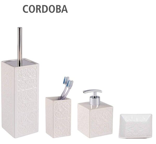 Keramický dávkovač na mýdlo v bílé barvě se vzorem CORDOBA, 500 ml, 13x9x9 cm, WENKO