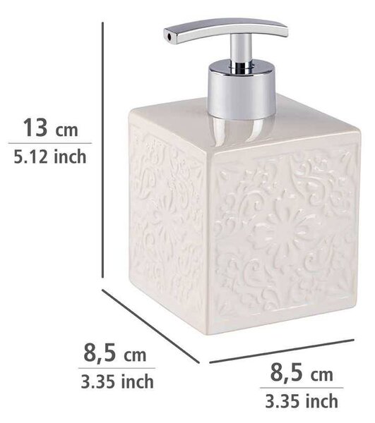 Keramický dávkovač na mýdlo v bílé barvě se vzorem CORDOBA, 500 ml, 13x9x9 cm, WENKO