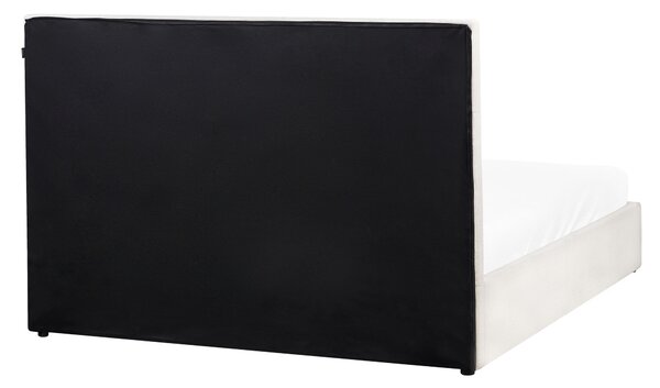 Postel s úložným prostorem Tkanina LAGORD 160 x 200 cm Krémově bílá
