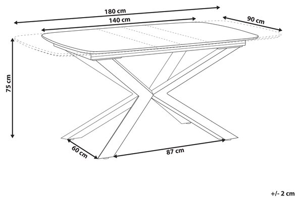 Rozkládací jídelní stůl GAIRDNER Hnědá 140/180 cm 90 cm