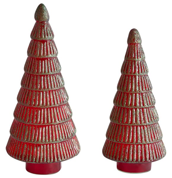 Sada 2 sošek PURUVESI 31/36 cm Vánoční stromek Červená/Zelená