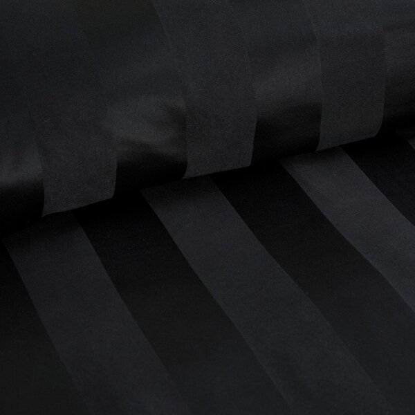 Černé saténové povlečení na jednolůžko 135x200 cm So Soft Satin Stripe – Catherine Lansfield