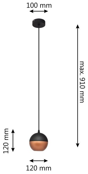 LED Lustr na lanku MIDWAY 1xGU10/4,8W/230V černá/měděná