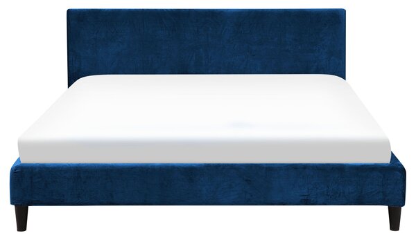 Postel Umělý samet FITOU 160 x 200 cm Tmavě modrá