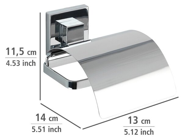 Držák na toaletní papír z nerezové oceli QUADRO, Vacuum-Loc, 12 x 14 cm, WENKO