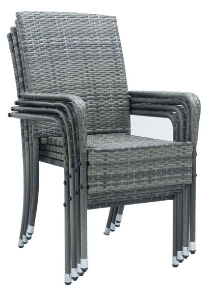 FurniGO Ratanové židle Yoro 4 ks - melírovaná šedá